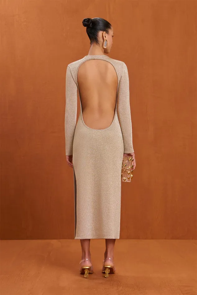 Cult Gaia Shayla Knit Dress Fog Shimmer Women Knits