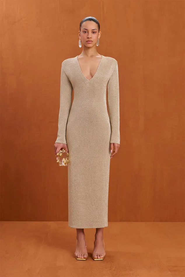 Cult Gaia Shayla Knit Dress Fog Shimmer Women Knits