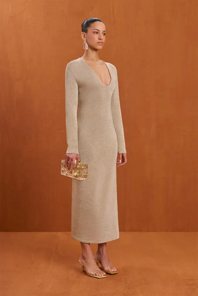 Cult Gaia Shayla Knit Dress Fog Shimmer Women Knits