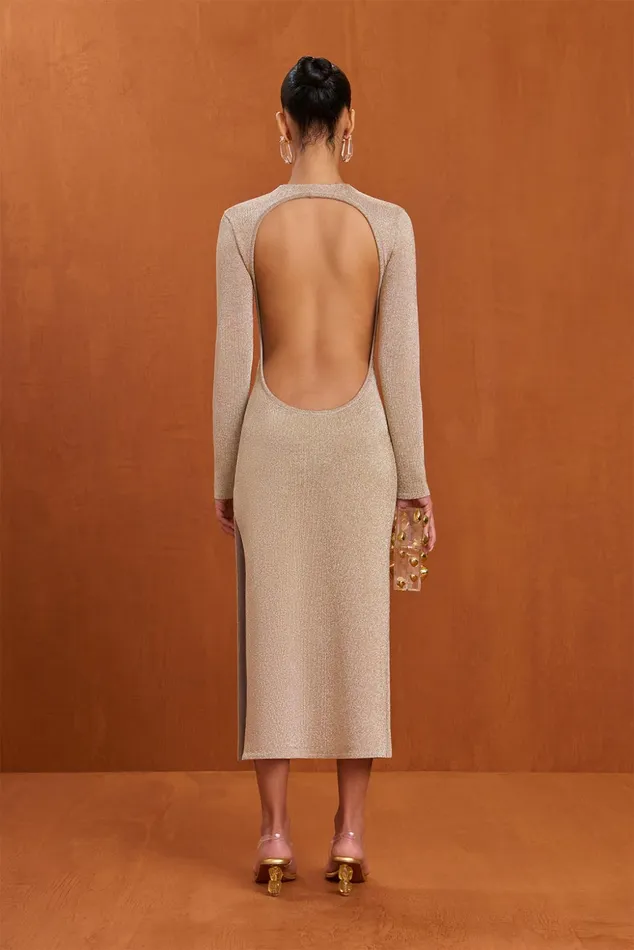 Cult Gaia Shayla Knit Dress Fog Shimmer Women Knits