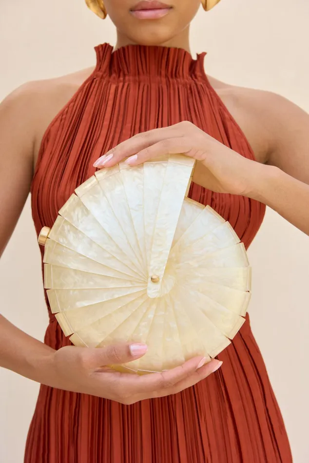 Cult Gaia Sirena Clutch Ivory Women Clutches Cult Gaia Sirena Clutch Ivory Women Clutches