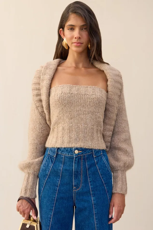 Cult Gaia Virginie Cardigan Set Beach Melange Women Knits
