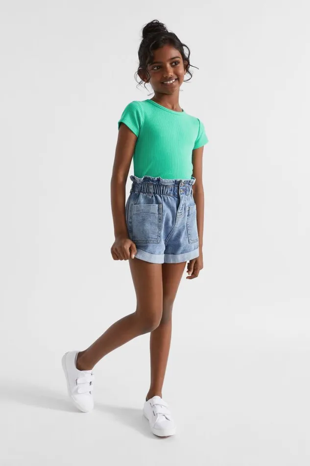 Denim and Jeans Girl Seed Heritage Core Denim Short Clean Blue Wash