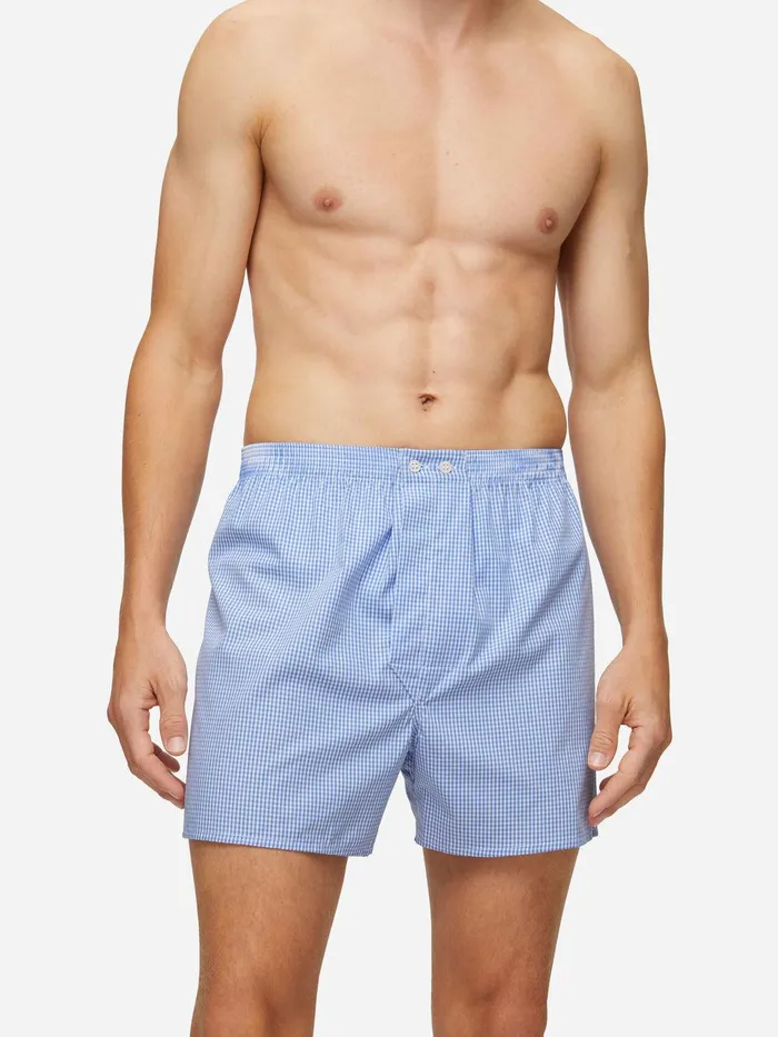 Derek Rose Classic Fit Boxers Gingham Cotton Blue Men Classic Fit Boxer Shorts Derek Rose Classic Fit Boxers Gingham Cotton Blue Men Classic Fit Boxer Shorts