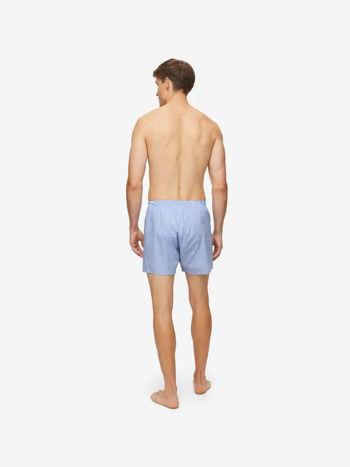 Derek Rose Classic Fit Boxers Gingham Cotton Blue Men Classic Fit Boxer Shorts