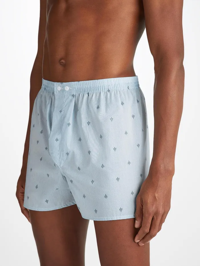 Derek Rose Classic Fit Boxers Nelson 100 Cotton Batiste Blue Men Classic Fit Boxer Shorts