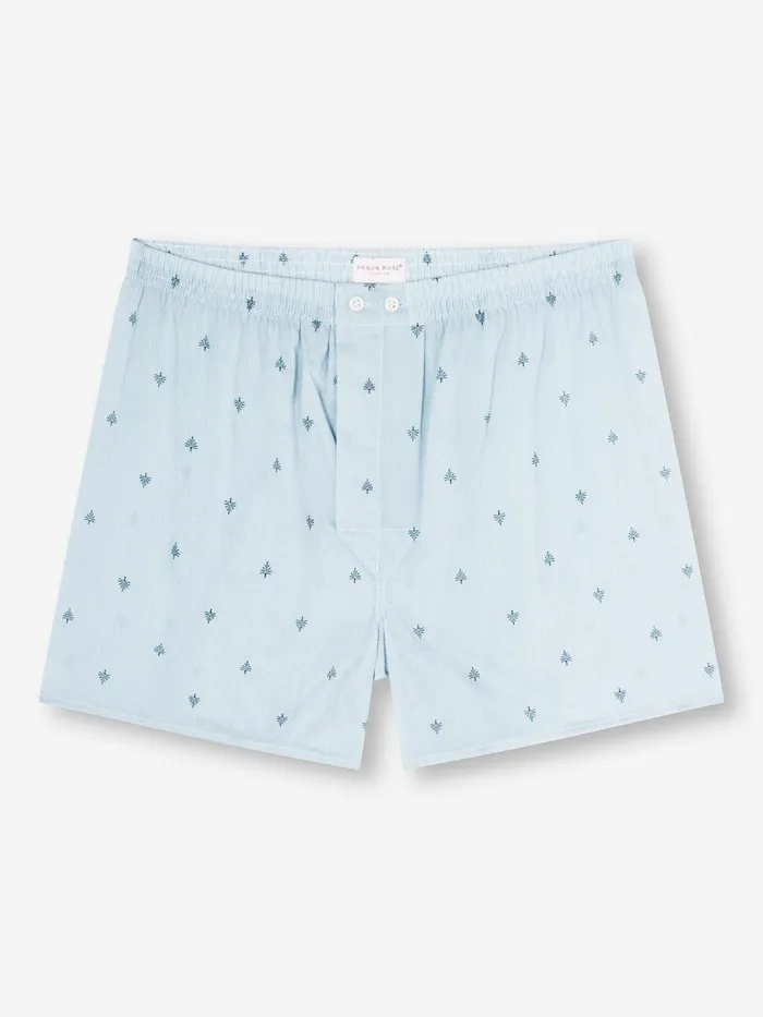Derek Rose Classic Fit Boxers Nelson 100 Cotton Batiste Blue Men Classic Fit Boxer Shorts