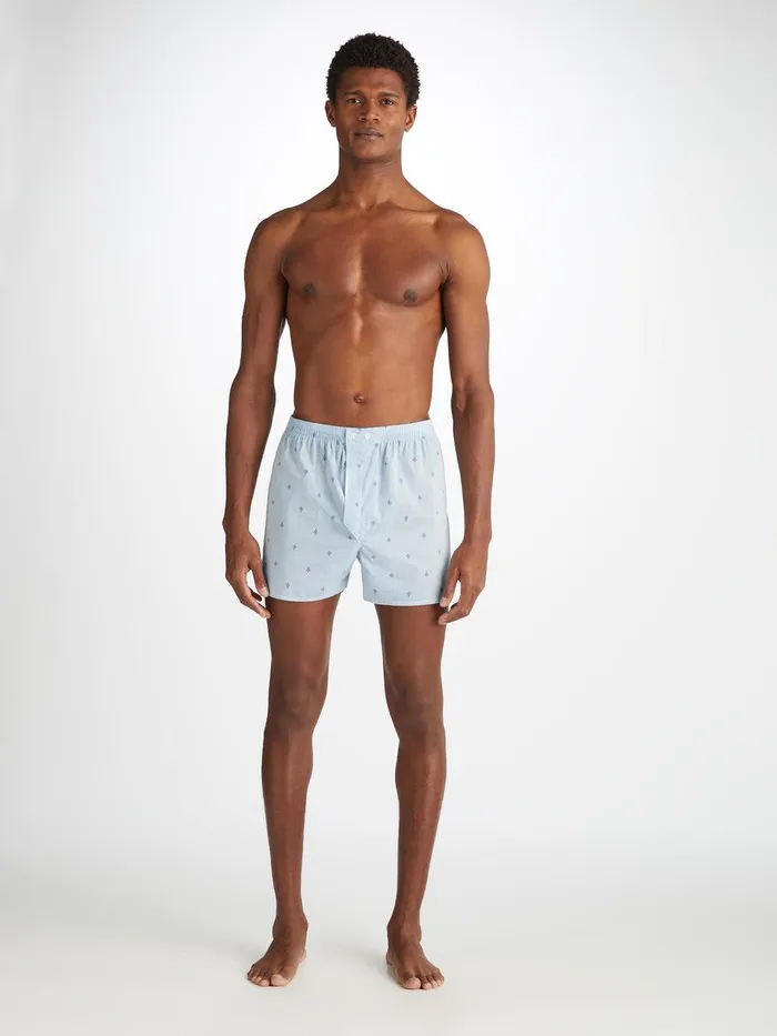 Derek Rose Classic Fit Boxers Nelson 100 Cotton Batiste Blue Men Classic Fit Boxer Shorts