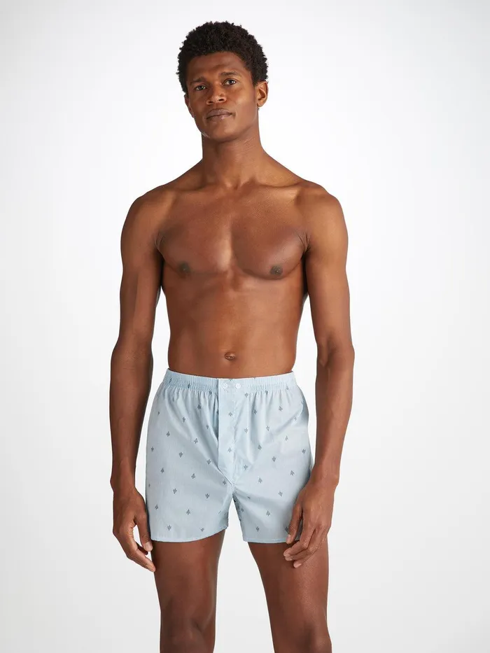 Derek Rose Classic Fit Boxers Nelson 100 Cotton Batiste Blue Men Classic Fit Boxer Shorts