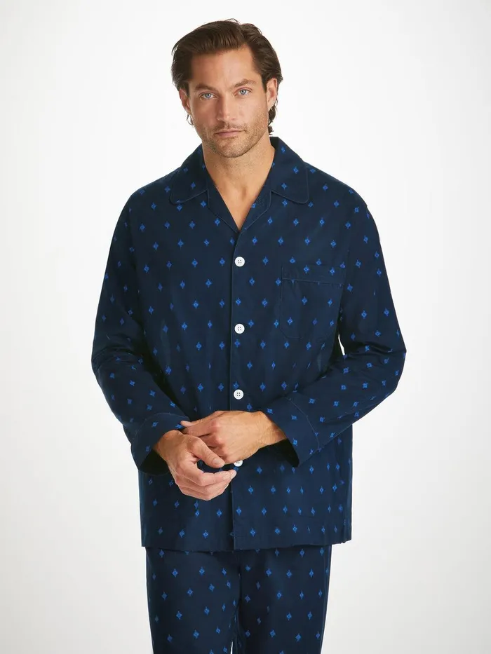 Derek Rose Classic Fit Pajamas Nelson 98 Cotton Batiste Navy Men Long Pajamas Derek Rose Classic Fit Pajamas Nelson 98 Cotton Batiste Navy Men Long Pajamas