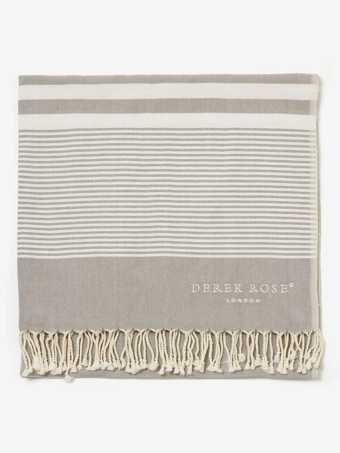 Derek Rose Hammam Towel Karinna Pure Cotton Silver MenWomen Hammam Towels
