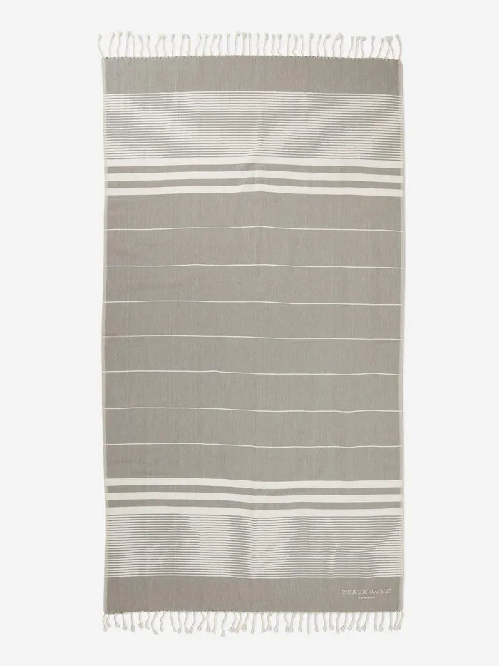 Derek Rose Hammam Towel Karinna Pure Cotton Silver MenWomen Hammam Towels