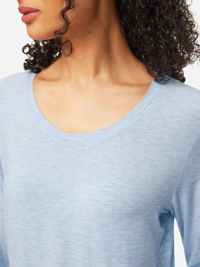 Derek Rose Long Sleeve TShirt Ethan Micro Modal Stretch Light Blue Marl Women Long Sleeve TShirts