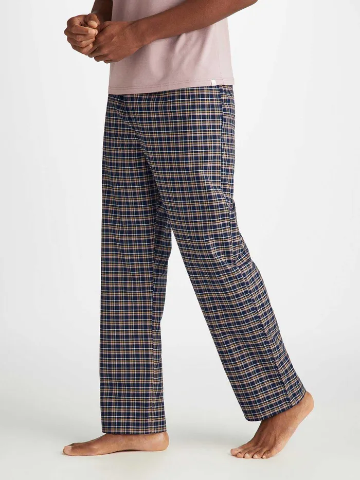 Derek Rose Lounge Pants Barker 37 Cotton Navy Men Lounge Pants