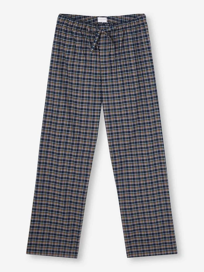 Derek Rose Lounge Pants Barker 37 Cotton Navy Men Lounge Pants