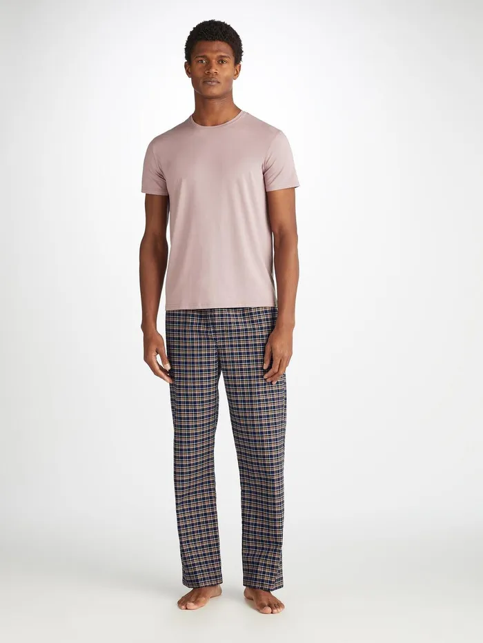 Derek Rose Lounge Pants Barker 37 Cotton Navy Men Lounge Pants