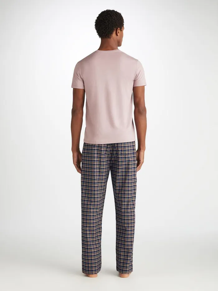 Derek Rose Lounge Pants Barker 37 Cotton Navy Men Lounge Pants