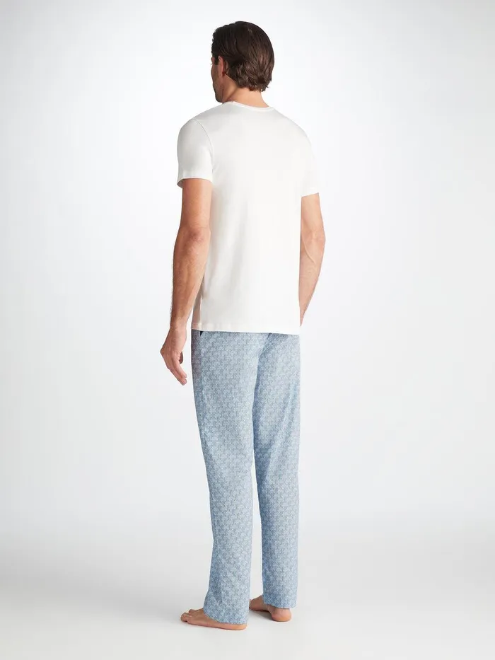 Derek Rose Lounge Pants Ledbury 72 Cotton Batiste Blue Men Lounge Pants