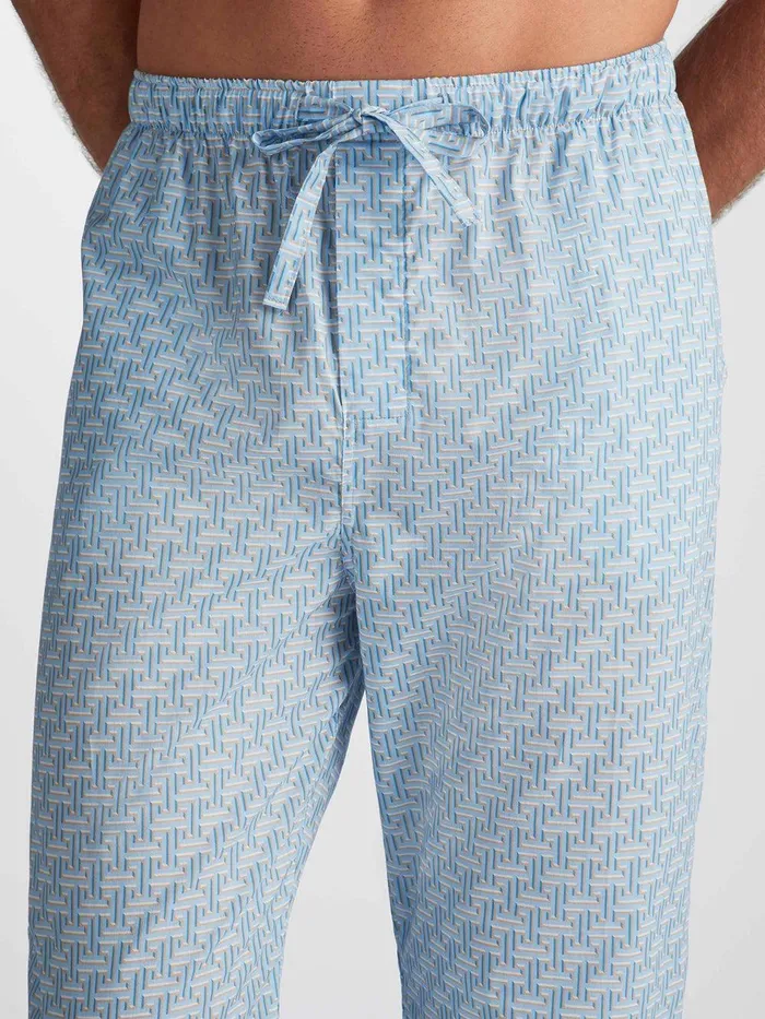 Derek Rose Lounge Pants Ledbury 72 Cotton Batiste Blue Men Lounge Pants