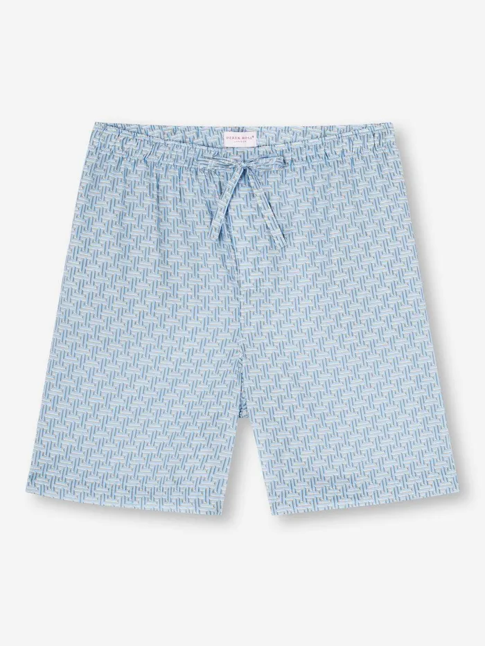 Derek Rose Lounge Shorts Ledbury 72 Cotton Batiste Blue Men Lounge Shorts