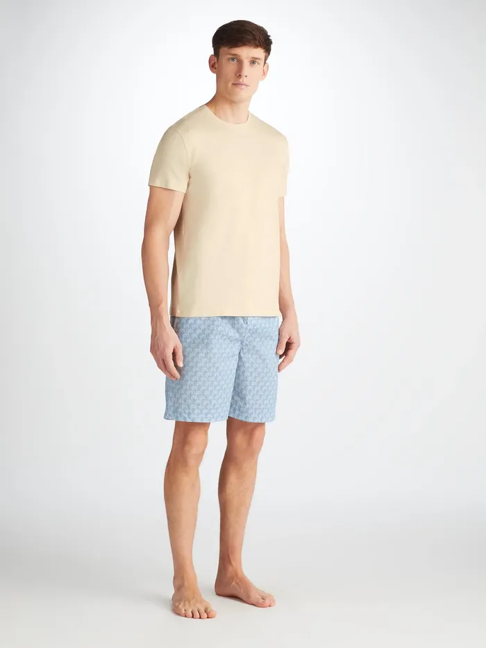 Derek Rose Lounge Shorts Ledbury 72 Cotton Batiste Blue Men Lounge Shorts