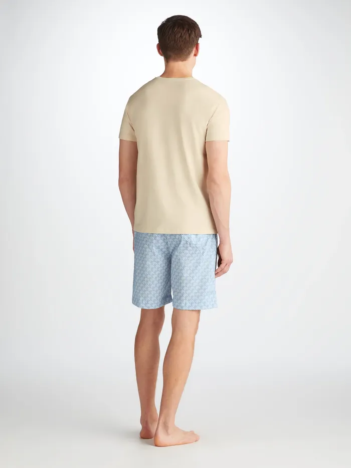 Derek Rose Lounge Shorts Ledbury 72 Cotton Batiste Blue Men Lounge Shorts