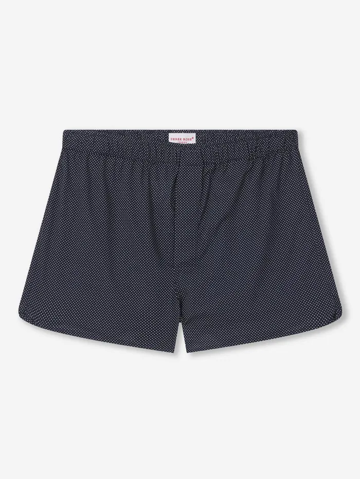 Derek Rose Modern Fit Boxers Plaza 21 Cotton Batiste Navy Men Modern Fit Boxer Shorts