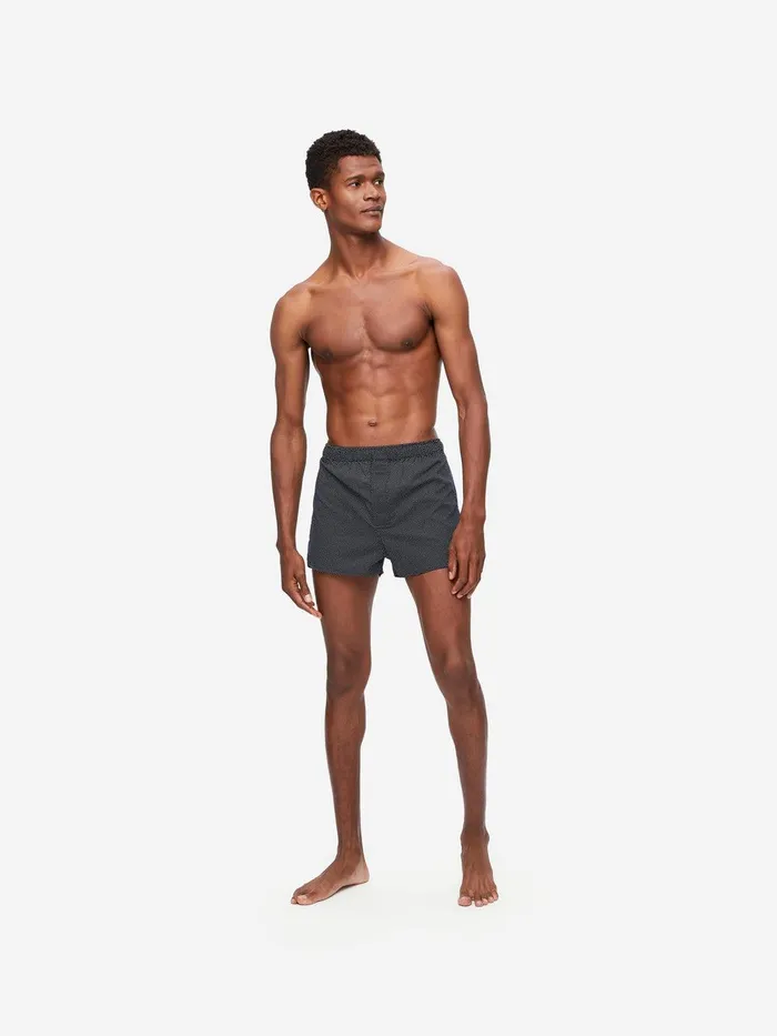 Derek Rose Modern Fit Boxers Plaza 21 Cotton Batiste Navy Men Modern Fit Boxer Shorts