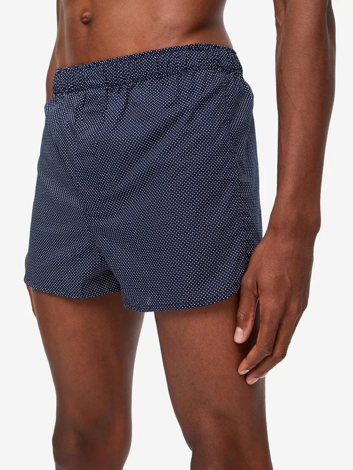 Derek Rose Modern Fit Boxers Plaza 21 Cotton Batiste Navy Men Modern Fit Boxer Shorts