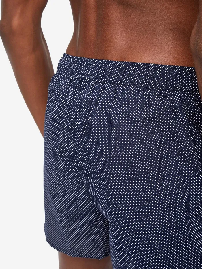 Derek Rose Modern Fit Boxers Plaza 21 Cotton Batiste Navy Men Modern Fit Boxer Shorts