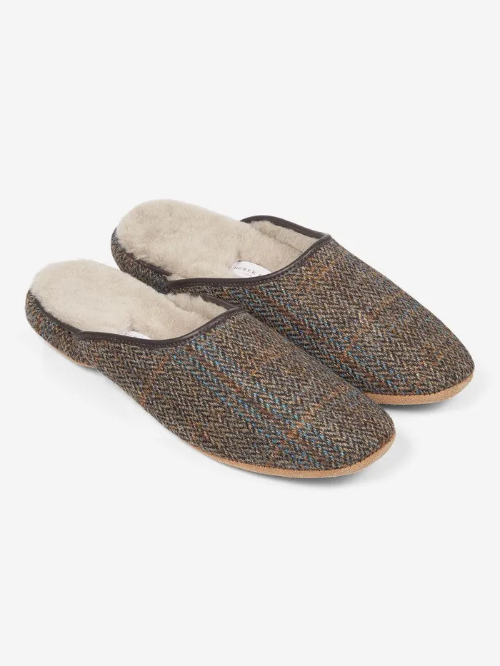 Derek Rose Mule Slippers Douglas 2 Harris Tweed Sheepskin Beige MenSlippers Slippers Derek Rose Mule Slippers Douglas 2 Harris Tweed Sheepskin Beige MenSlippers Slippers