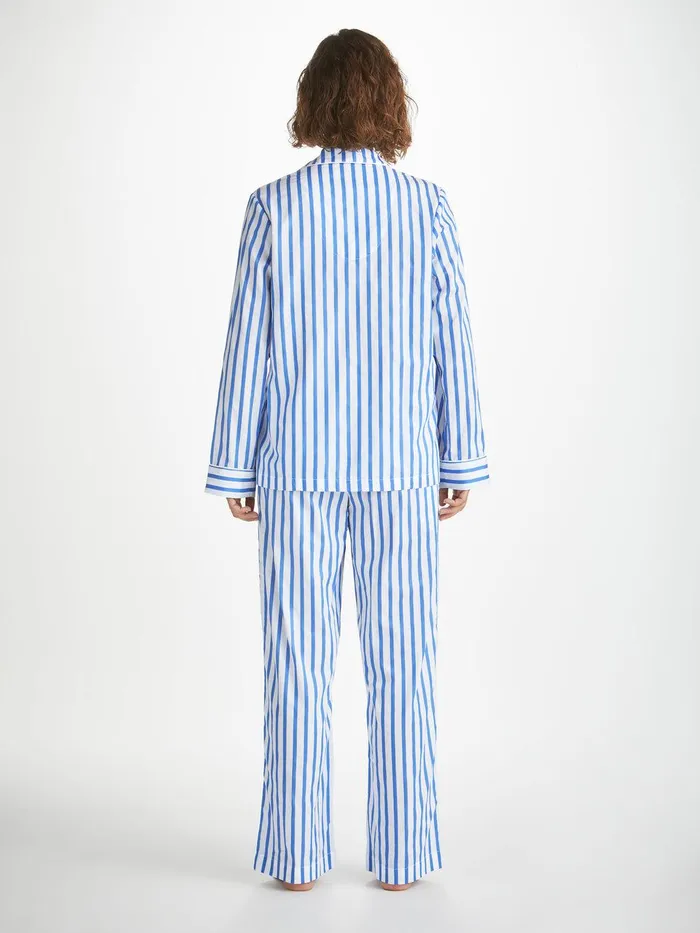 Derek Rose Pajamas Capri 23 Cotton Batiste Blue Women Cotton Pajamas