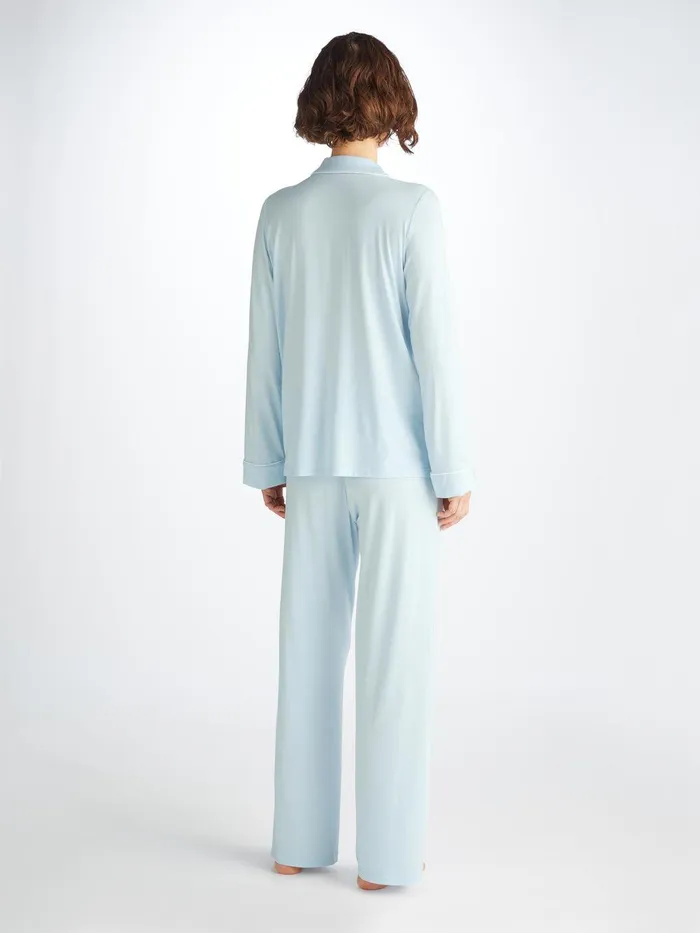 Derek Rose Pajamas Lara Micro Modal Stretch Ice Blue Women Jersey Pajamas