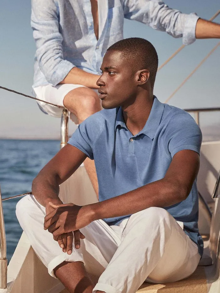 Derek Rose Polo Shirt Jacob Sea Island Cotton Blue Men Sea Island Cotton Polo Shirts