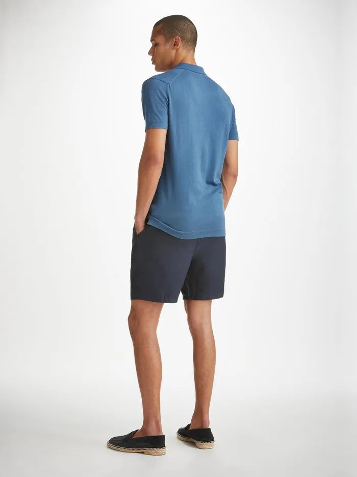 Derek Rose Polo Shirt Jacob Sea Island Cotton Blue Men Sea Island Cotton Polo Shirts
