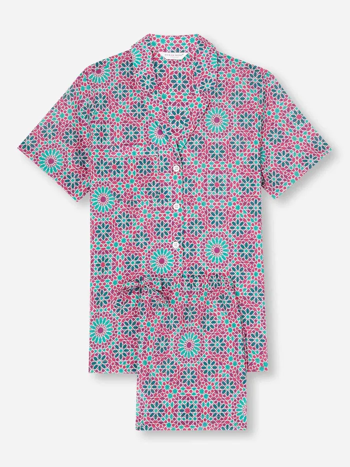 Derek Rose Short Pajamas Ledbury 69 Cotton Batiste Pink Women Cotton Pajamas