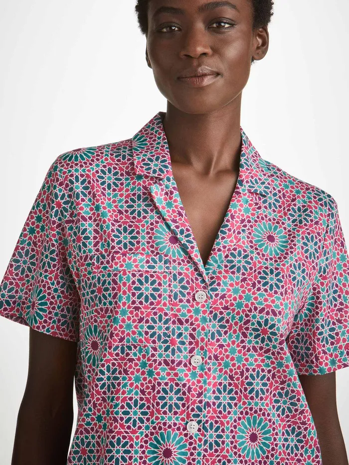Derek Rose Short Pajamas Ledbury 69 Cotton Batiste Pink Women Cotton Pajamas
