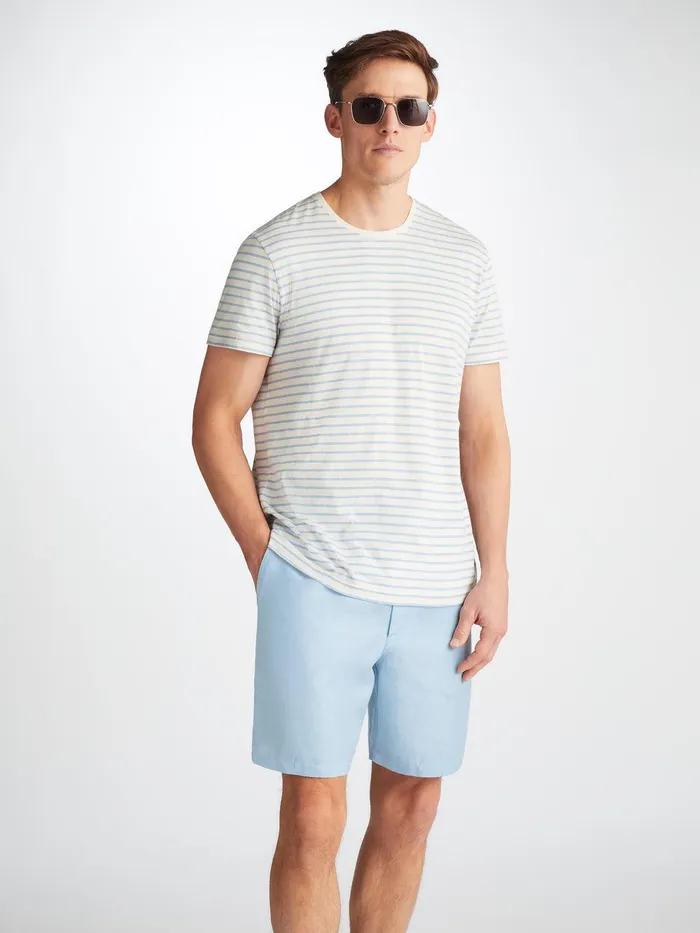 Derek Rose Shorts Sydney 2 Linen Blue Men Casual Shorts