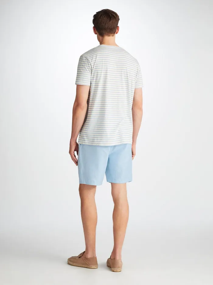 Derek Rose Shorts Sydney 2 Linen Blue Men Casual Shorts