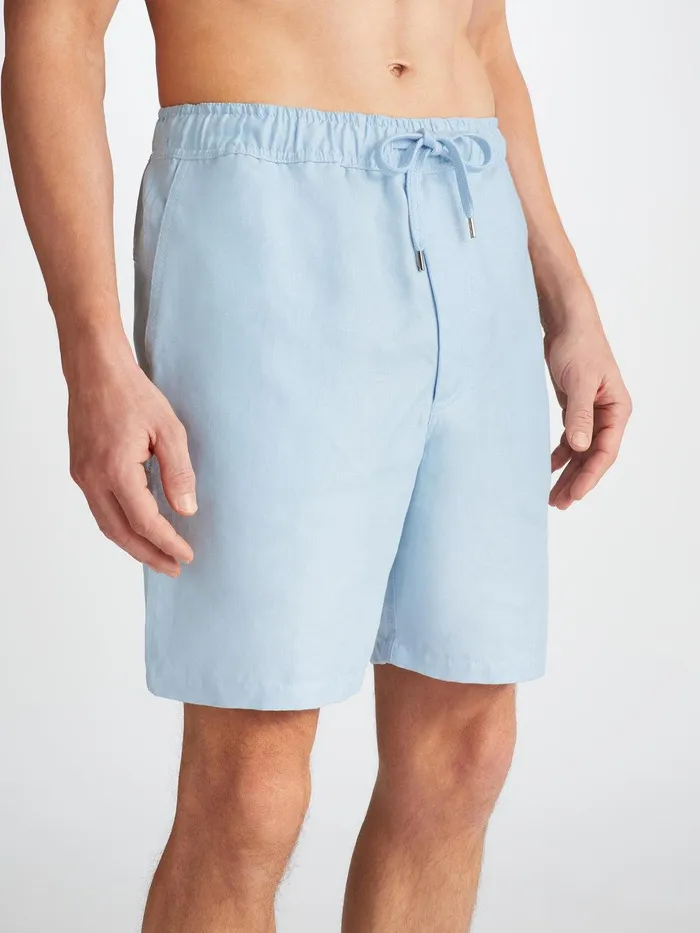 Derek Rose Shorts Sydney 2 Linen Blue Men Casual Shorts