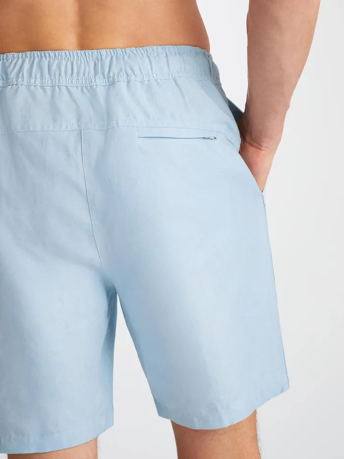 Derek Rose Shorts Sydney 2 Linen Blue Men Casual Shorts