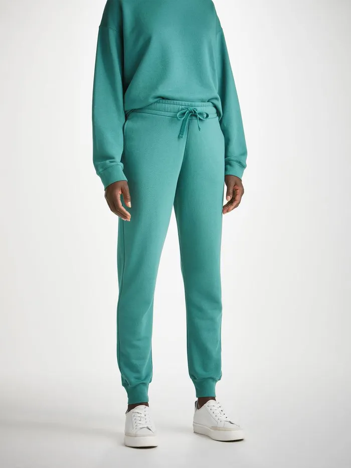 Derek Rose Sweatpants Quinn Cotton Modal Stretch Teal Women Casual Pants