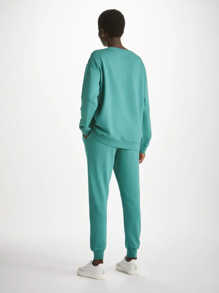 Derek Rose Sweatpants Quinn Cotton Modal Stretch Teal Women Casual Pants