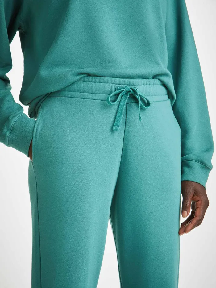 Derek Rose Sweatpants Quinn Cotton Modal Stretch Teal Women Casual Pants