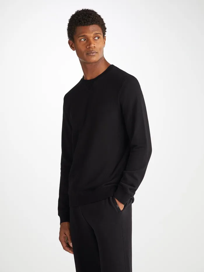 Derek Rose Sweatshirt Quinn Cotton Modal Black Men Sweatshirts