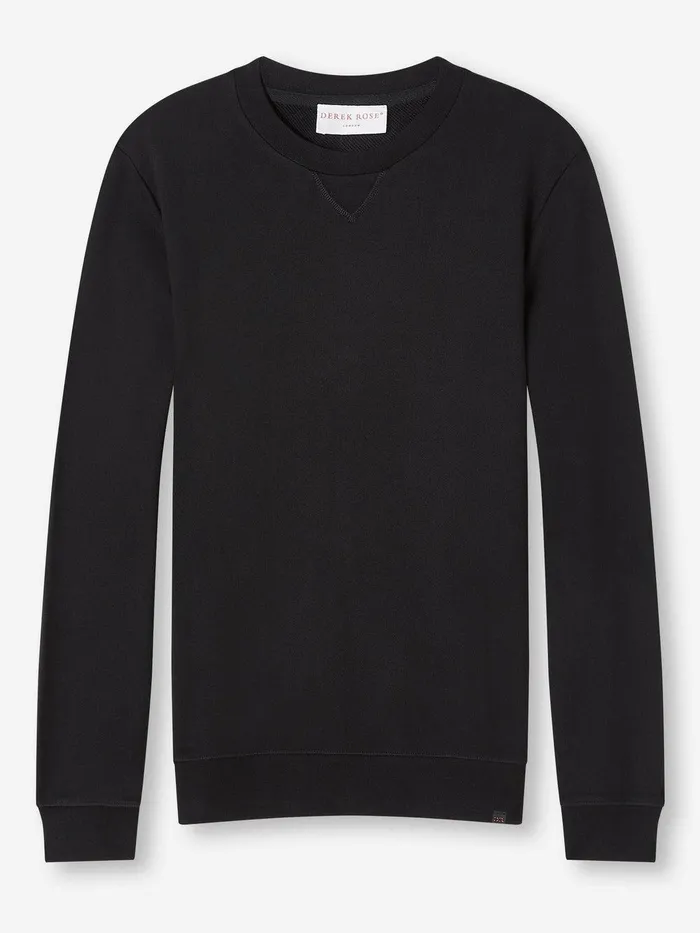 Derek Rose Sweatshirt Quinn Cotton Modal Black Men Sweatshirts