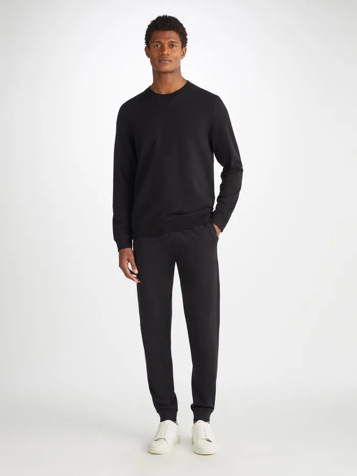 Derek Rose Sweatshirt Quinn Cotton Modal Black Men Sweatshirts