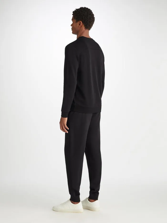Derek Rose Sweatshirt Quinn Cotton Modal Black Men Sweatshirts