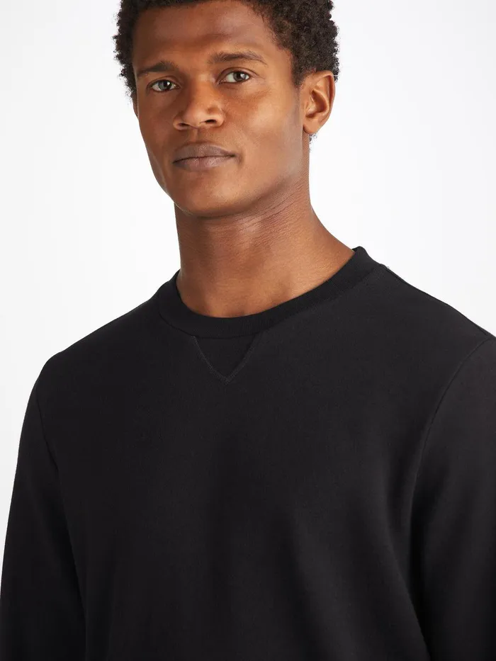 Derek Rose Sweatshirt Quinn Cotton Modal Black Men Sweatshirts