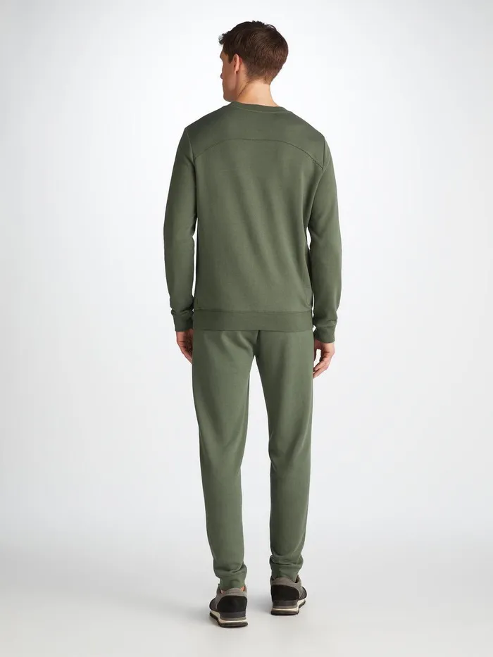 Derek Rose Sweatshirt Quinn Cotton Modal Soft Green Men Sweatshirts